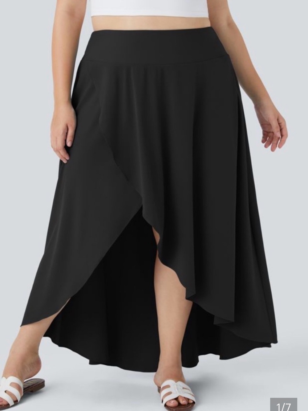 Halara Breezeful High Waisted Asymmetric Ruffle Flowy Skirt Black Womens Medium